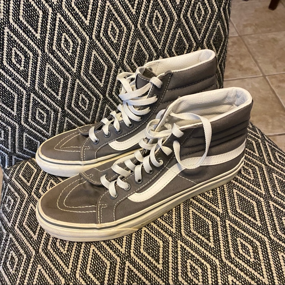 Vans sk8 hi - grey - womens 8.5, mens 5 -euc